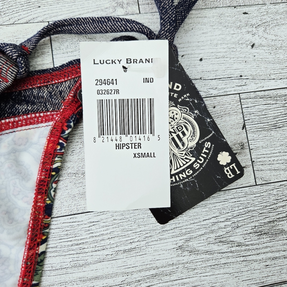 Lucky Brand Floral Paisley Side Tie Hipster Bikini Bottom NEW - Picture 4 of 7